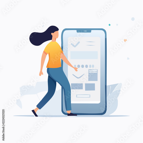Stylized minimalist person peacefully stepping away