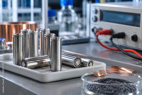 Sodium Ion Battery Research Cells on a Laboratory Tray