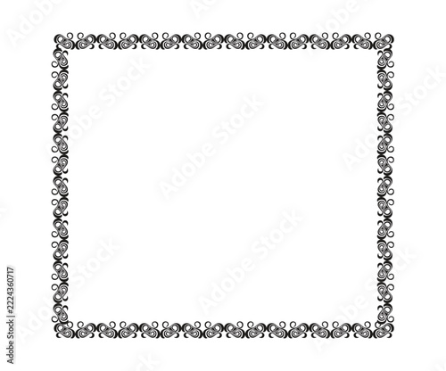 artistic creative black & white floral border.eps