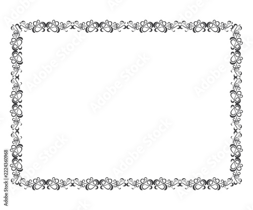 artistic creative detailed black & white floral border.eps