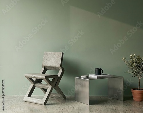 Minimalist table and chair set in a cozy interior