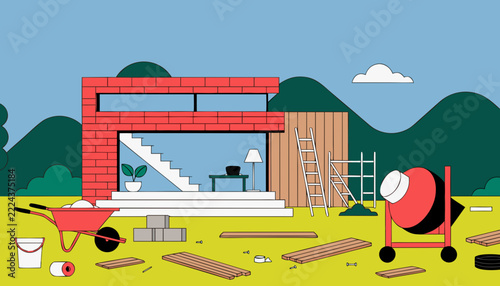 vector illustration of a farm house
