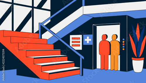 business man standing on stairs