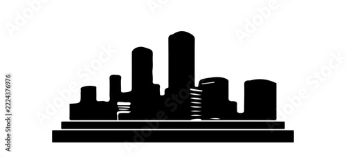 Black City Skyline Silhouette on a White Background