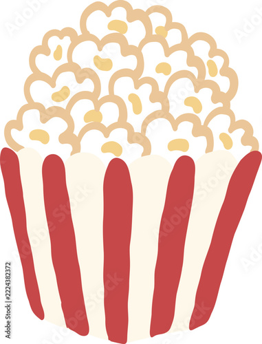 cute hand drawn butter popcorn bucket movie snack food vector cartoon illustration