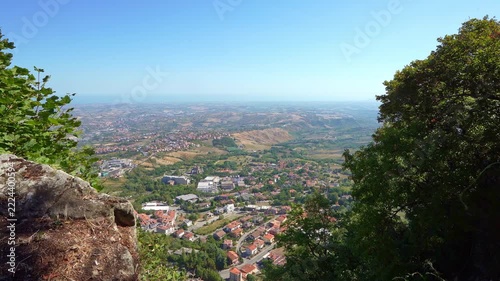 Republic of San Marino, september 7, 2026. Republic of San Marino, september 7, 2026.  Panoramic view of the plain from the fortress of San Marino.