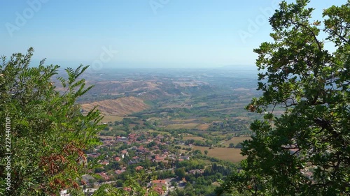 Republic of San Marino, september 7, 2026. Republic of San Marino, september 7, 2026.  Panoramic view of the plain from the fortress of San Marino.