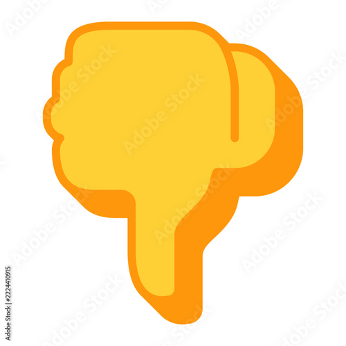Thumbs Down Icon, flat design style, yellow disapproval hand, ideal for feedback interfaces