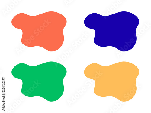 Four colorful abstract organic shapes on black background