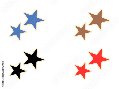 Colorful star icons set with cream border on black background