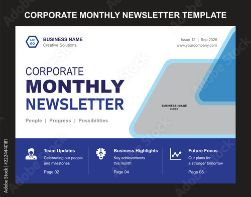 Corporate Monthly Newsletter Template Design