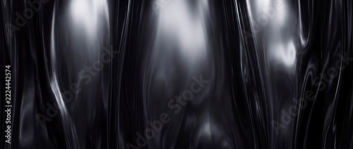 A close-up of a highly reflective, metallic surface, with rippling waves and a sleek, modern aesthetic. The texture creates a sense of depth and fluidity, with alternating highlights and shadows.
