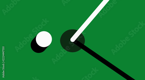 Minimalist Abstract Golf Ball and Hole Graphic on Green