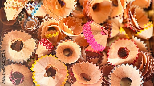 Color Pencil Shavings, Close Up of Sharpened Pencils