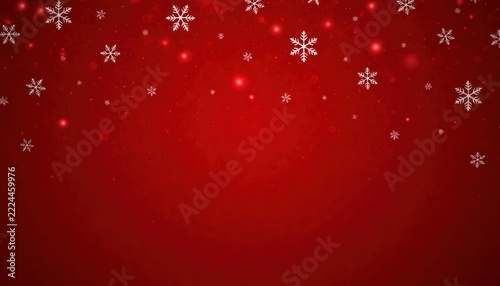 Festive Red Background with Falling Snowflakes for Holiday Celebration Design