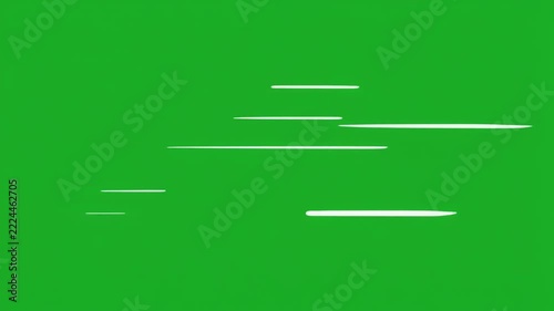 Horizontal Speed Lines Sweeping Rapidly on Chroma Green