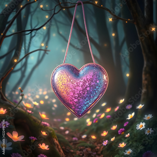 nchanting Iridescent Heart Bag with Rainbow Shimmer