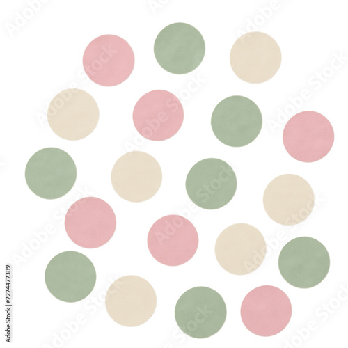 Set of pastel colored circles arranged in a circular pattern, isolated on a transparent background. Abstract design element for patterns, scrapbooking, and digital decor.