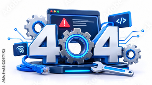 Futuristic 3D Illustration Error 404 