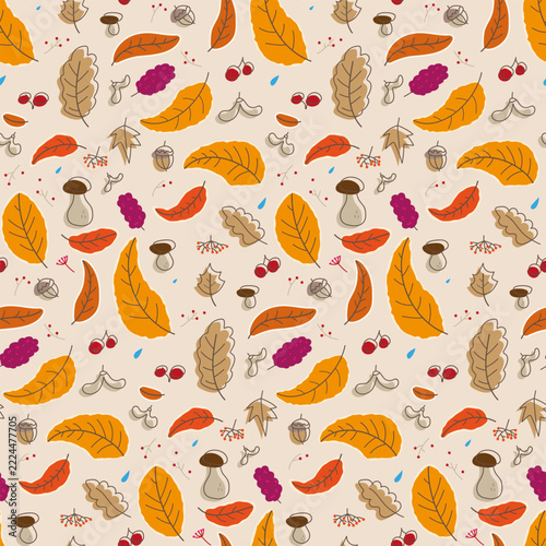Hand-Drawn Multicolor Autumn Pattern Background