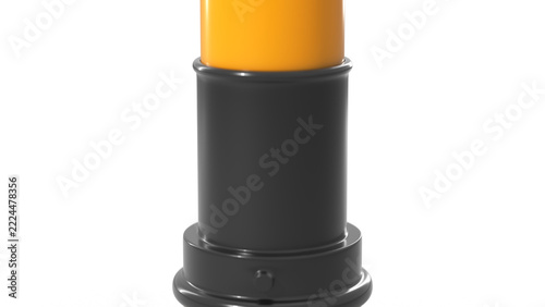Blank black and orange cosmetic stick tube close-up detail on white background