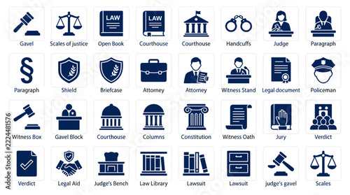 Law and Justice Icons Collection Legal Symbols.