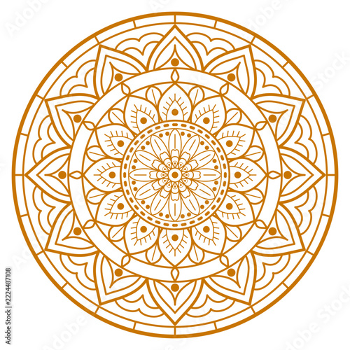 Gold Mandala Ornament Line Art 