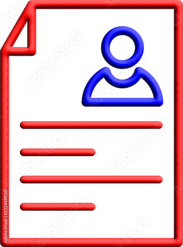 CV icon, resume document with user profile, job application and curriculum vitae concept