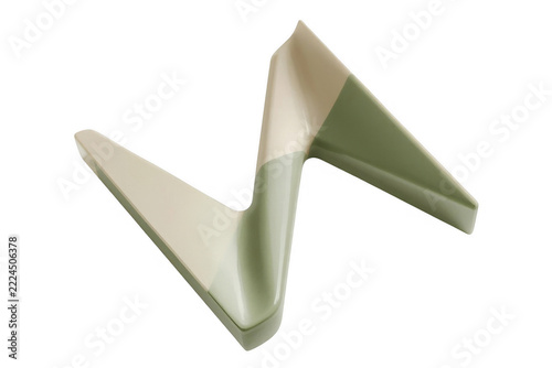 Abstract geometric 3d render in green and cream