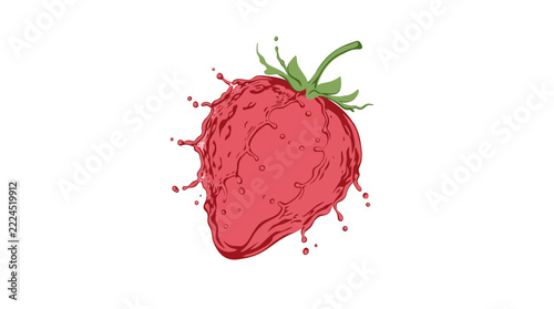 Juicy strawberry splash isolated on transparent background, refreshing fruit liquid motion
