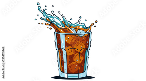 Refreshing Cola Splash Ice Cubes Drink Glass Isolated Transparent Background