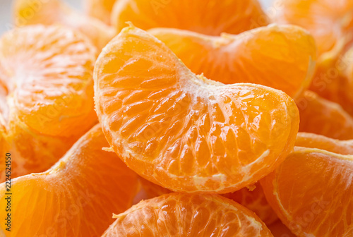 Close-up detail of peeled tangerine segments