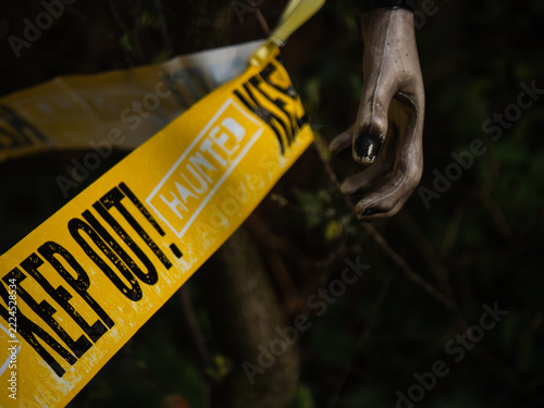 Halloween decorations banner with creepy hand