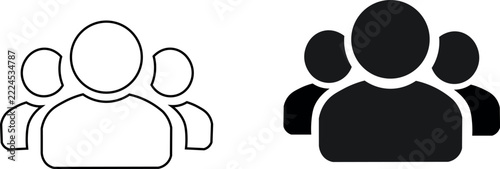 Group of three people icon a simple black and white representation