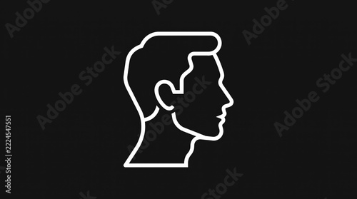 Minimalist white silhouette profile of a person facing right for