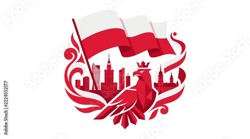 Elegant Red and White Wavy Silk Fabric Background for Patriotic Celebration Concept