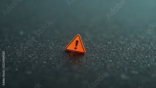 Close up of a warning sign on a surface, suitable for use in a variety of contexts where caution is necessary