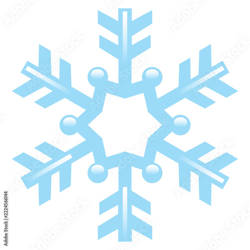 Blue snowflake crystal isolated on white background