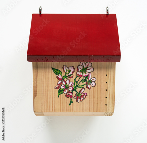 Wren House with Crabapple Cluster Embellishment, Side