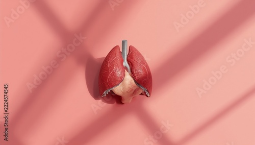 Anatomy illustration of human lungs on a pink background