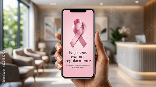 Breast cancer awareness app shown on phone