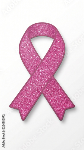 Pink glitter ribbon sticker mockup