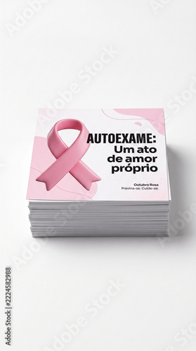 Pink ribbon stack for breast cancer awareness