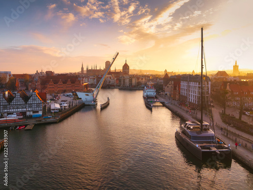 Beautiful MainTown in Gdansk in the light of setting sun. Poland