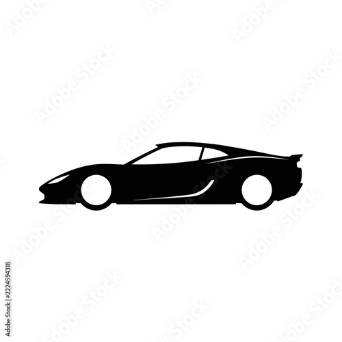 Silhouette of a sleek sports car on display