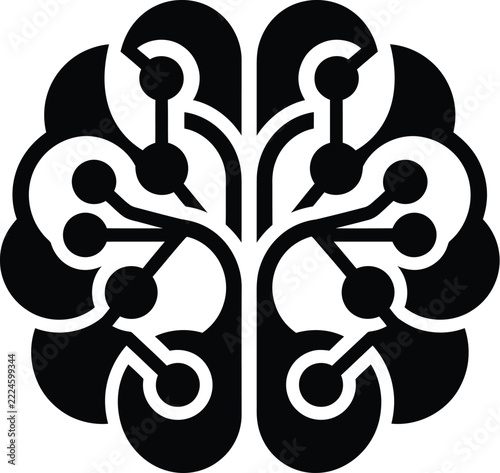 Artificial intelligence growth concept tree with network nodes for tech presentations and reports