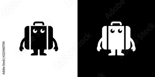 Cute Suitcase Character Icon Set for Travel and Journey Concepts