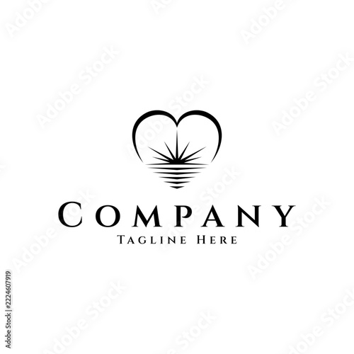 Minimalist Heart Logo With Sunrise