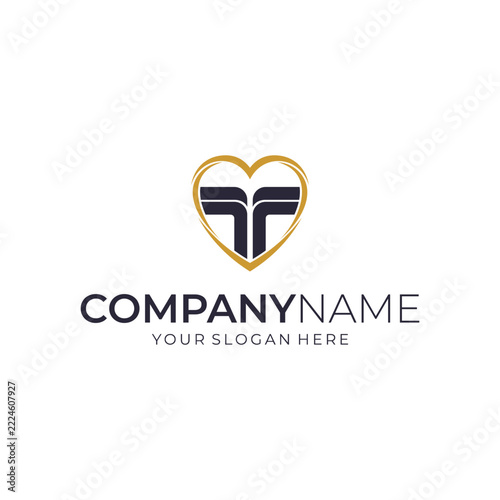 Pillar T Letter Logo Inside Heart Frame