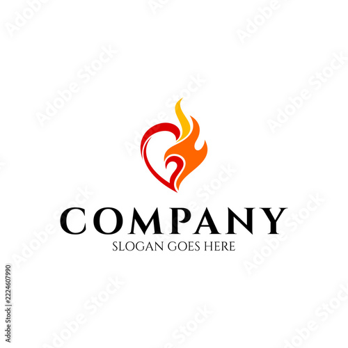 Fire Heart Logo. Love And Passion Logo Icon Template